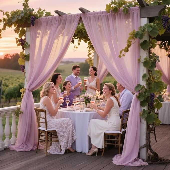 VOK Wedding Arch Draping Fabric Chiffon Fabric, 29in x 18Ft 2 Panels Sheer - Image 2