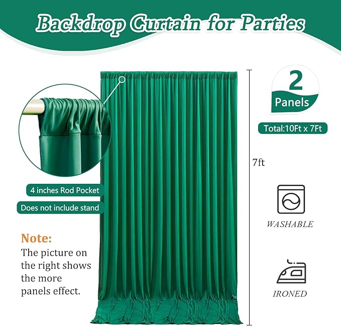 10 x 7 Feet Green Backdrop Curtain - Image 2