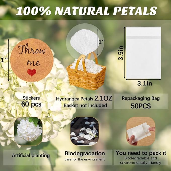 Wavwavw Biodegradable Confetti, Dried Hydrangea Flower Petals - Image 2