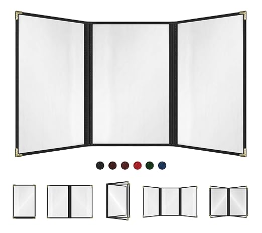 Goodsmart Restaurant Menu Covers – 25 Pack Black 6-View Trifold 8.5" x 14" by ACISuperPower