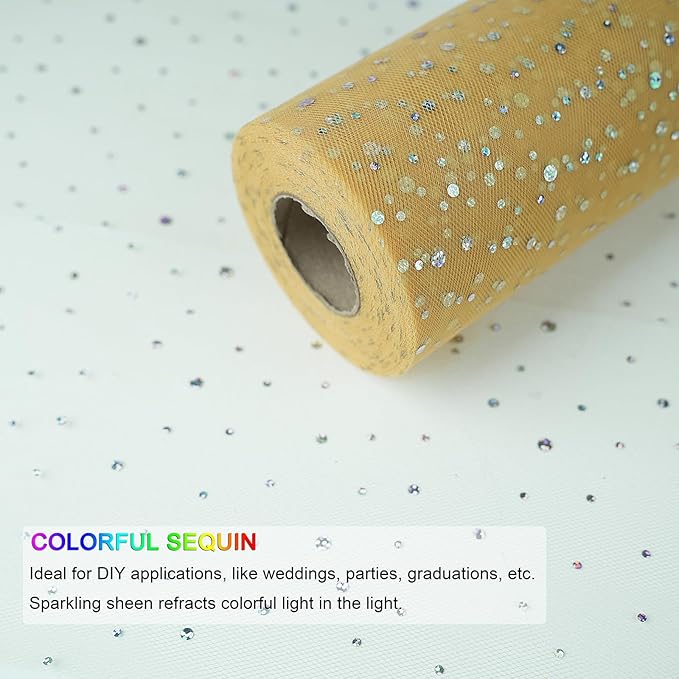 Glitter Tulle Rolls, 6” by 50 Yards Sequin Tule Netting Fabric Tulle - Image 4