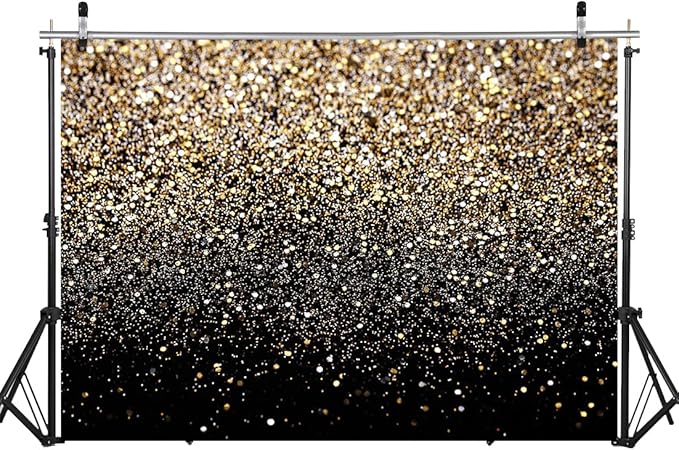 WOLADA Black and Gold Backdrop Golden Glitter Backdrop - Image 2