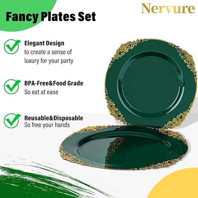 Nervure 350PCS Green Plastic Plates - Image 9
