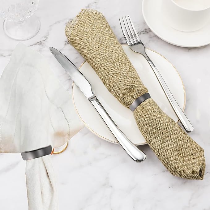 Black Napkin Rings-10 Pcs Stainless Steel Napkin Rings, Metal Napkin Ring - Image 5