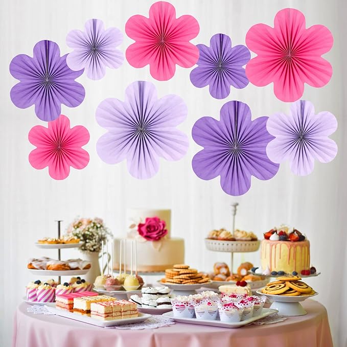 SUNBEAUTY Flower Party Decorations Paper Fans Classroom Decoration Paper Floral - Image 7