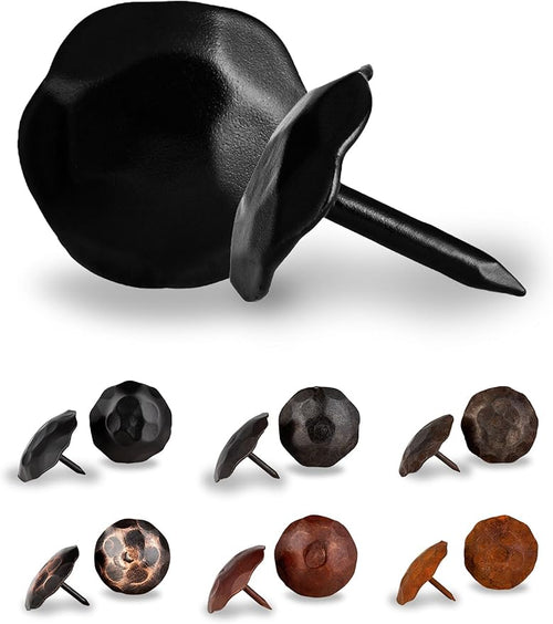 10 Pack 0.75" Round Head Iron Clavos Decorative Nails – Black – Handmade Rustic by BorderlandRusticHardware