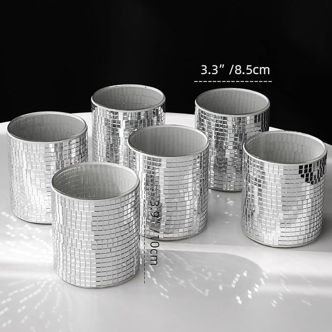 WDHODEC 6 Pcs Disco Vases Bulk Silver Mirror Disco Ball Flower Vase Glass - Image 6