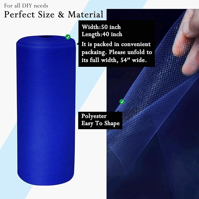 Royal Blue Tulle Fabric Rolls 54 Inch by 40 Yards Tulle Bolt Spool - Image 2