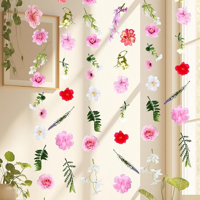 6 PCS 35.4 ft Artificial Hanging Flower Garland, Floral Vines Hanging Flowers by Unknown