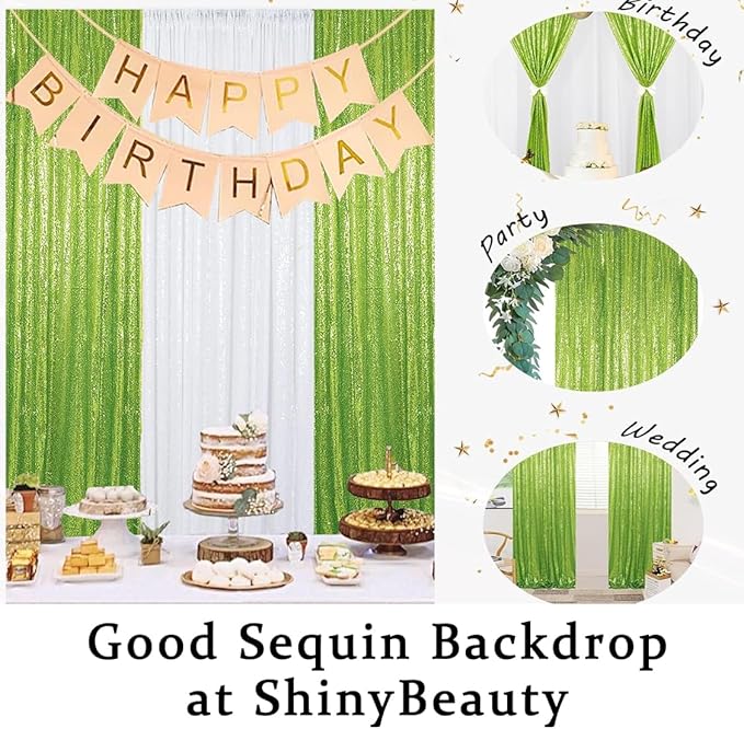 ShinyBeauty Olive Green Sequin Backdrop 4x10FT – Sparkly Photo Booth Background - Image 6