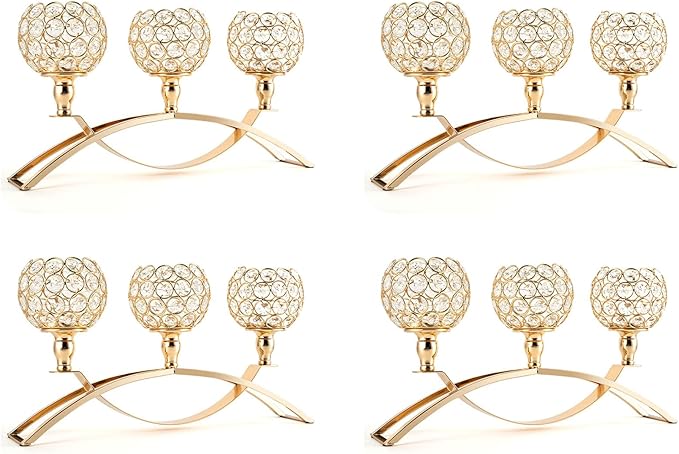 VINCIGANT 4Pcs Christmas Table Decoration Gold Bulk Decorative Tealight Candle by VINCIGANT