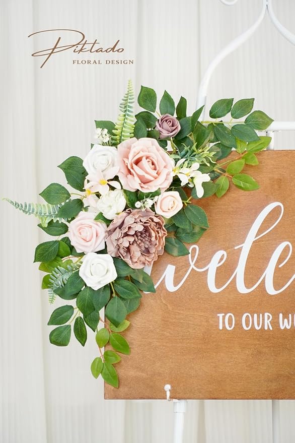 Wedding decor Welcome Sign Flower Backdrop Garland - Image 7