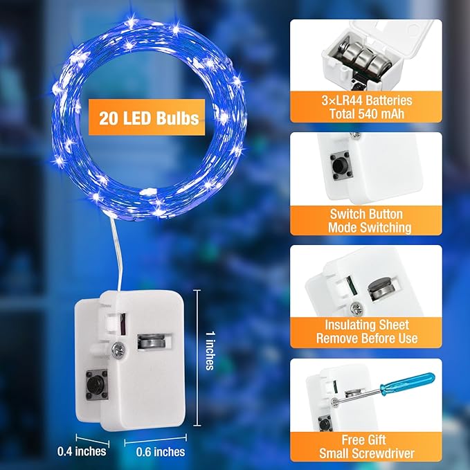 12 Pack Fairy Lights Battery Operated - 7ft 20 Led Twinkle Lights 3 Modes - Image 3