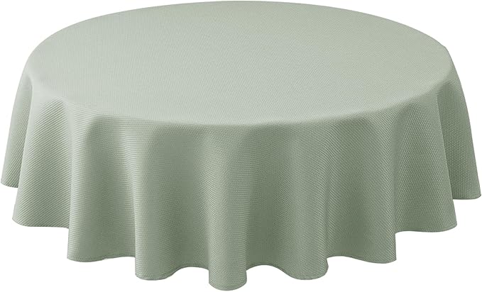 Biscaynebay Round Tablecloth 60 Inch-Sage Outdoor Fabric Table Cover-Small by Biscaynebay