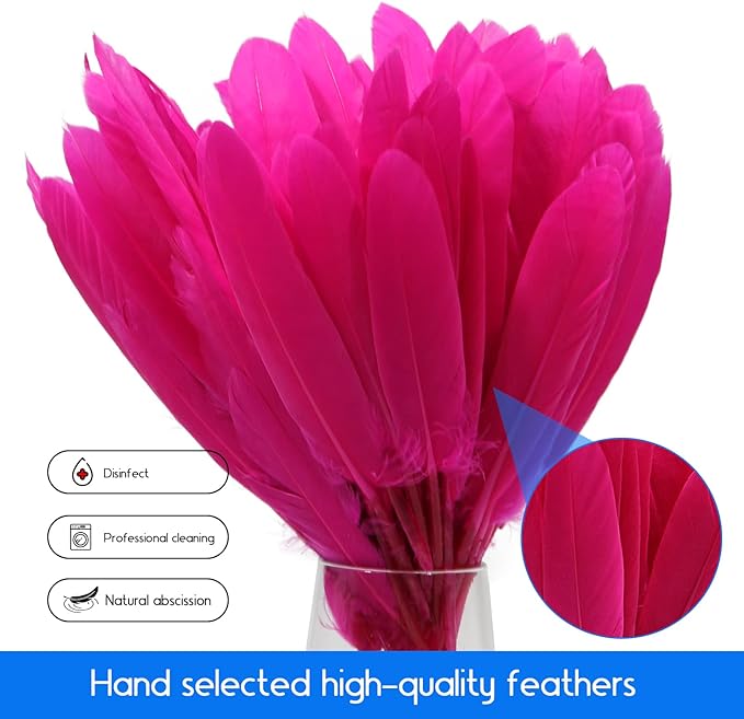 FeelfunFeather 120pcs Hot Pink Goose Cochettes Feather Natural Bulk 4-6 inch - Image 6