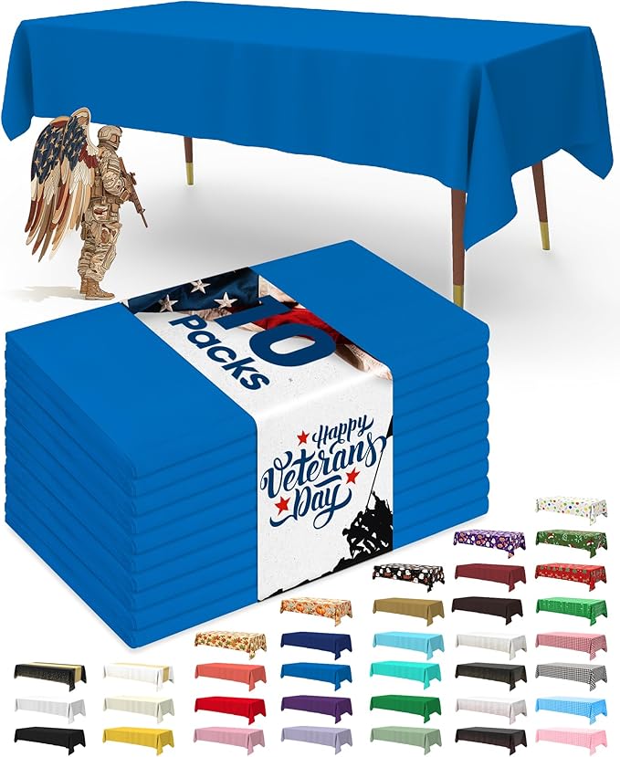 Pureegg Plastic Table Cloth Disposable 10 Pack, 54 x 108 Inch Table Cloths by Pureegg