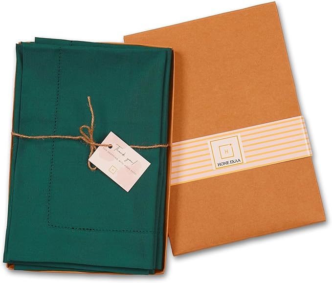 Green Cotton Linen Napkins Set of 4 – Hemstitch Cloth Napkins 20x20 Inch – - Image 4