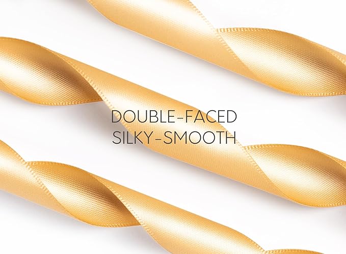 Champagne Satin Ribbon 7/8 Inch 50 Yards Double-Faced Polyester Ribbons - Image 3