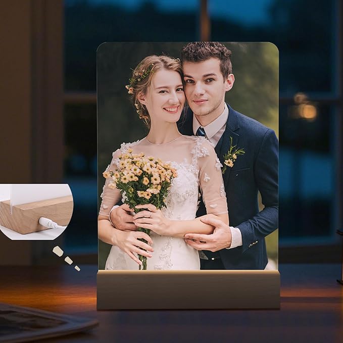 6" x 8"- 4 pcs Acrylic 2 pcs Frame Sublimation LED Acrylic Photo Frames Night - Image 2