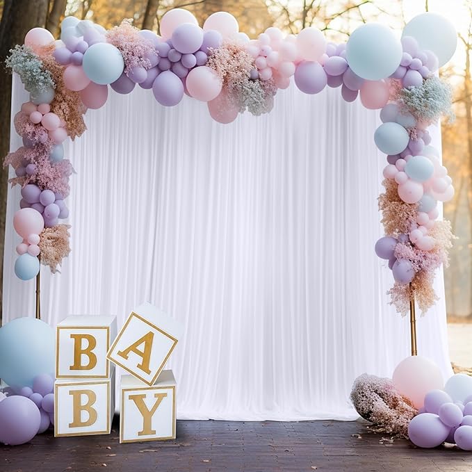 20ft×10ft Wrinkle Free White Backdrop Curtains - Image 8
