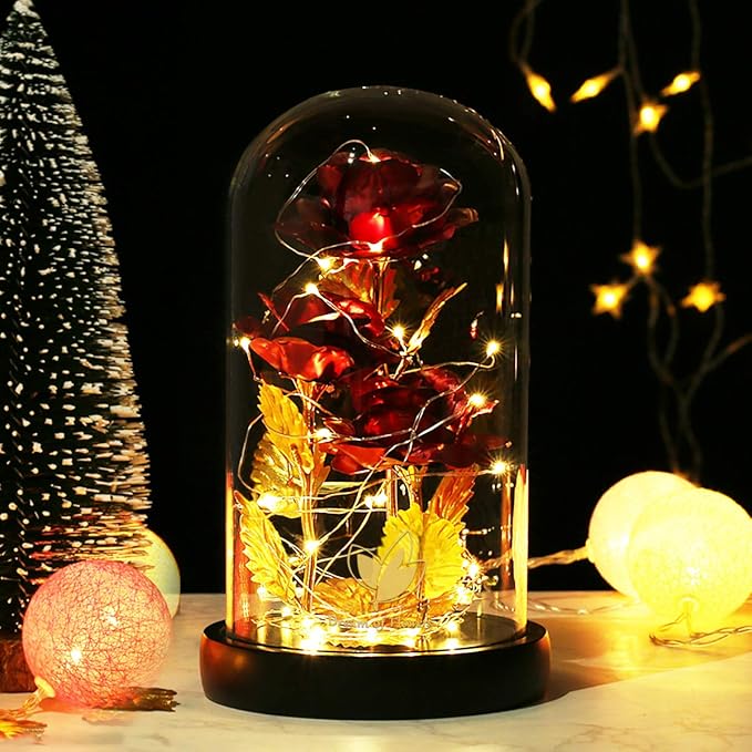 Beauty and The Beast Rose, Preserved Flowers Bouquets Gifts, Light Up Rose - Image 4