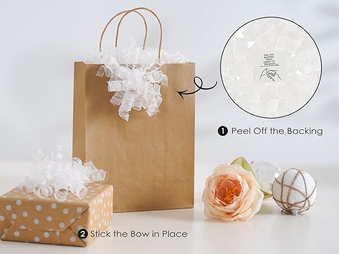 HUIHUANG White Bows for Gift Wrapping Christmas Curly Gift Bows 5 inch x 8 - Image 3