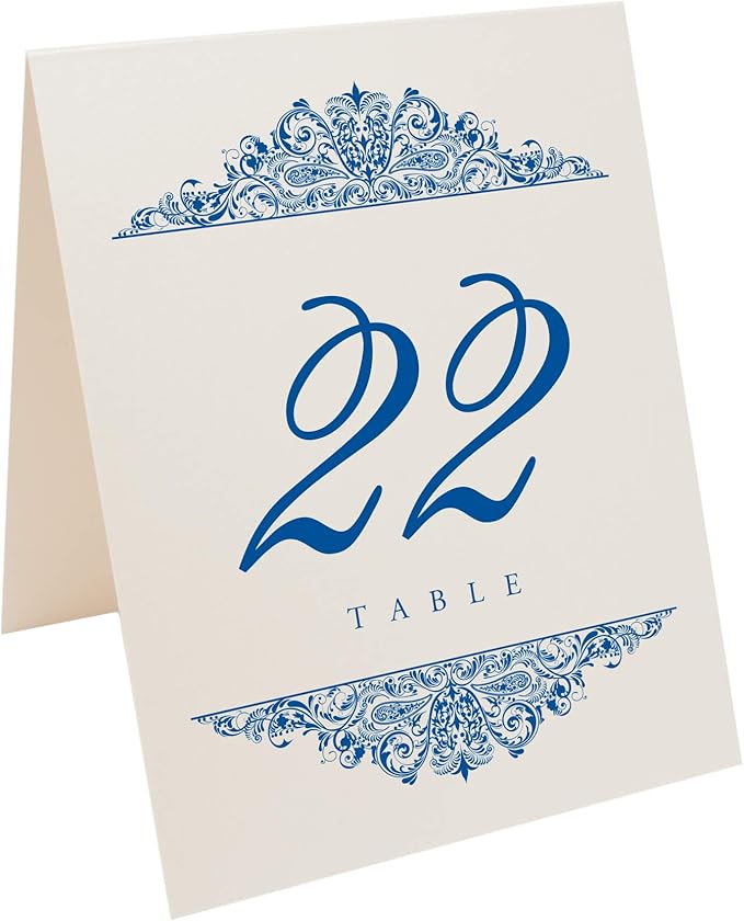 Paisley Wedding Table Numbers, Royal Blue, Double Sided, Tent or Use in a Stand - Image 2