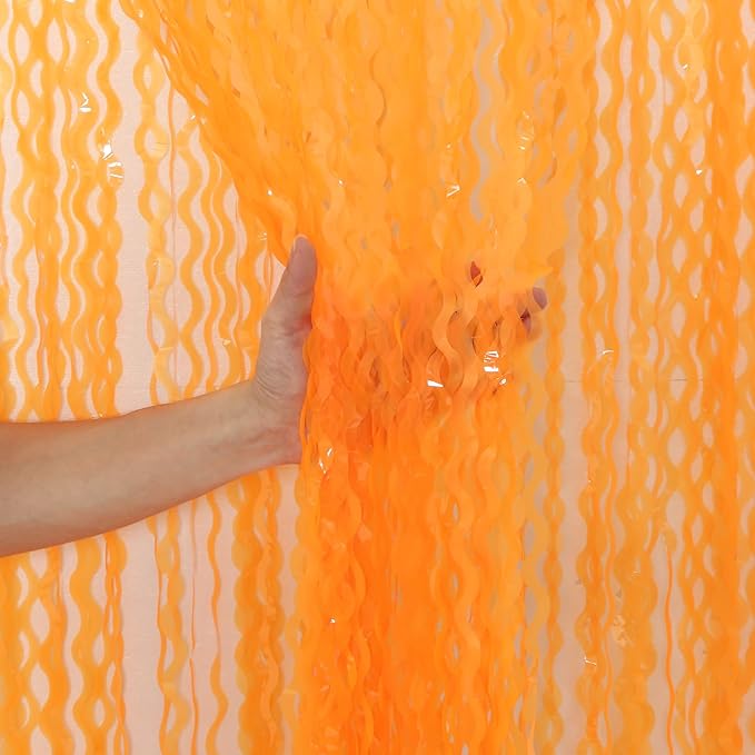 4 Pack Wavy Orange Foil Fringe Curtain Party Decorations by CYLMFC