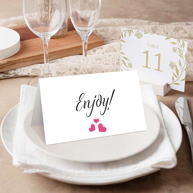 25 Pink Heart Place Cards for Table Seating, Cute Wedding Name Place Cards - Image 4