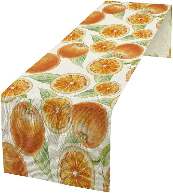 Spring Summer Orange Table Runner Watercolor Sweet Fruit Botanical Print Dinner by SHElifestyle