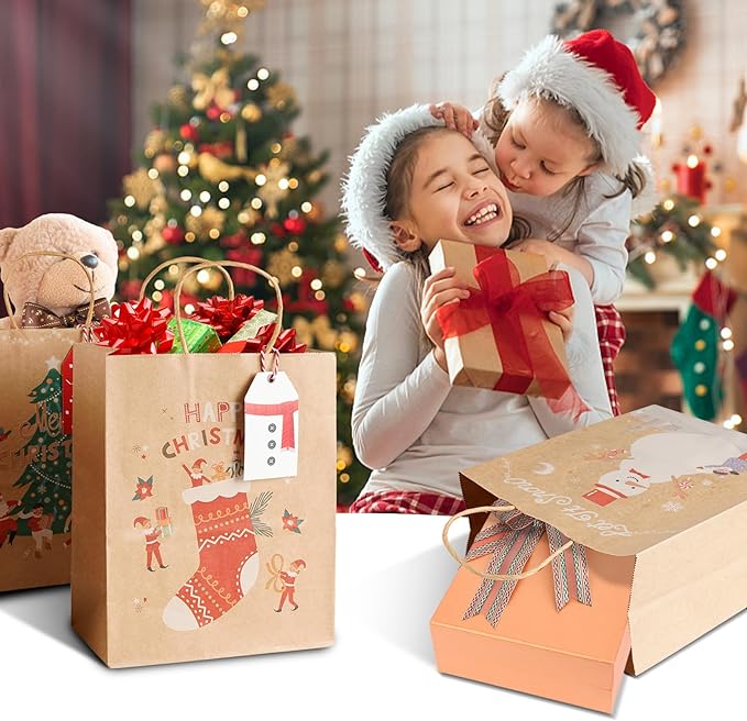 LYLIN 12Pcs Kraft Christmas Gift Bags - Image 5
