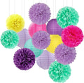 Hot-Pink Purple-Teal Yellow Paper-Flowers Lanterns by Panduola