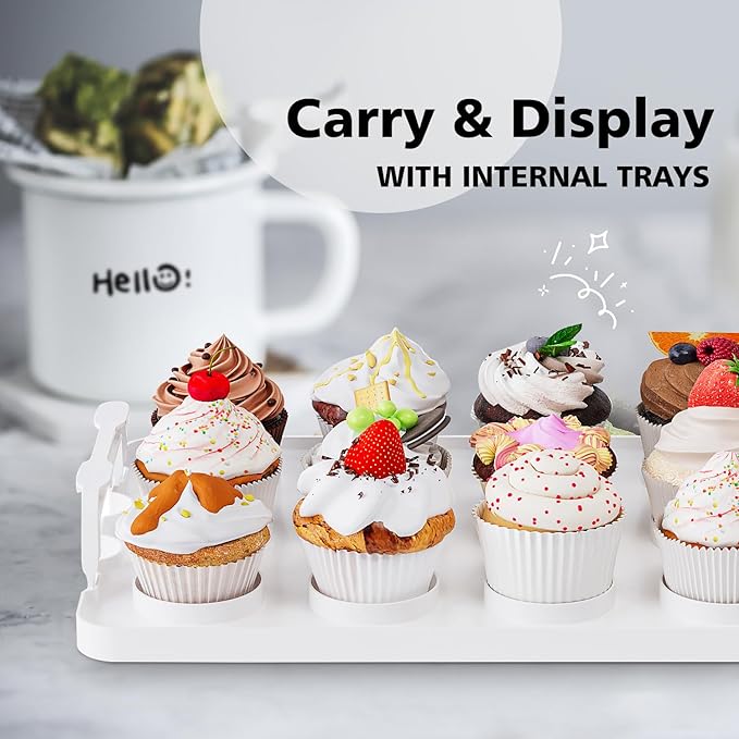 Two Tier Cupcake Carrier, Reusable Detachable Cupcake Box - Image 3