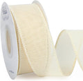 Ribbli Cream Burlap Wired Ribbon, 1-1/2 Inch x 10 Yard, Ivory Wired Burlap by Ribbli