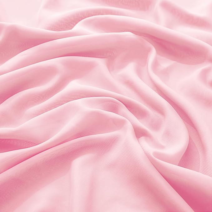VACVELT Wedding Arch Draping Fabric Blush Pink Chiffon, 2 Panels Sheer Drapes - Image 5