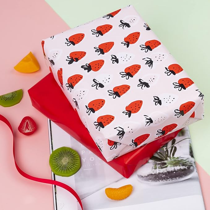 WRAPAHOLIC Reversible Strawberry Wrapping Paper - Image 5