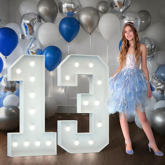Marquee Numbers 4 Feet Tall Big Light Up Numbers 13th Happy Birthday by Letsmakeitimpressive