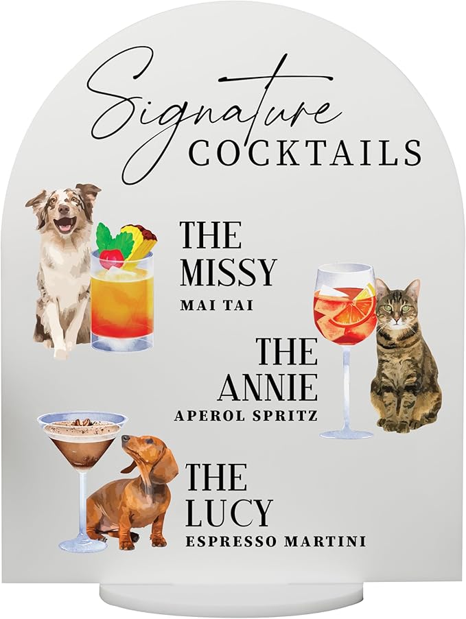 Pet Signature Drink Wedding Signs by Elation+Factory+Co.