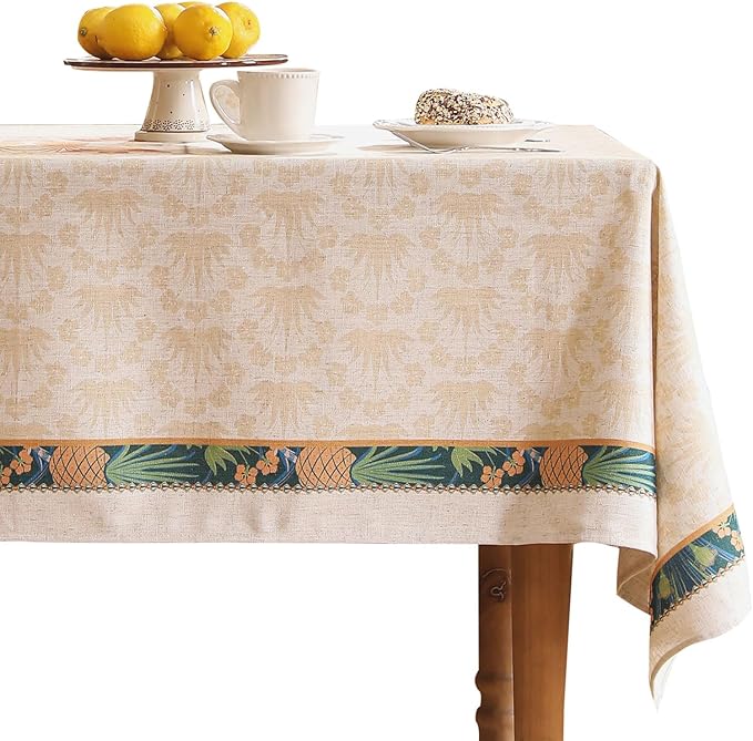patdrea Designer Rectangle Linen Long Table Cloth, Vintage Anti-Wrinkle Durable by Welcometopatdrea