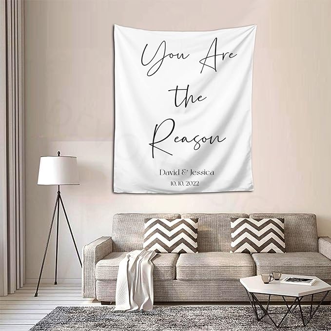 Custom Tapestry with Names and Date, Rustic Backdrop - Image 6