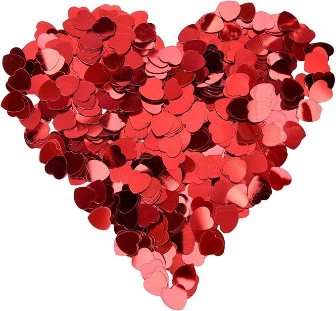 Red Metallic Foil Confetti Heart Glitter Table Confetti by SIPRKAICT