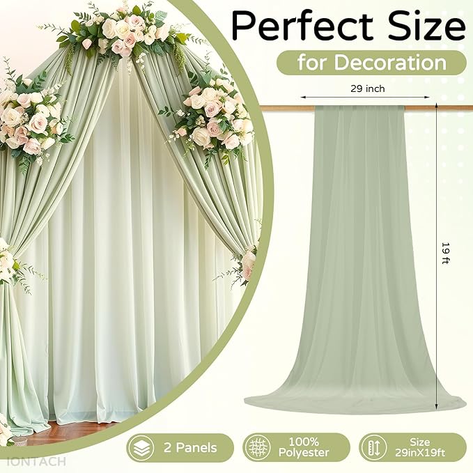 Wedding Arch Draping Fabric 29" x 19Ft Sheer Drapes - Image 2