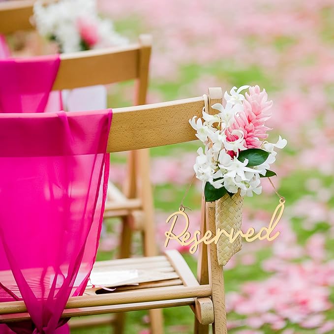 12 Pcs Reserved Seating Signs for Wedding Chairs Hanging Wooden Rustic Reserved - Image 4