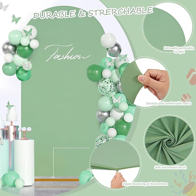 SoarDream Arch Backdrop Cover Sage Green Spandex Fitted 5FT Wedding Arch Covers - Image 5