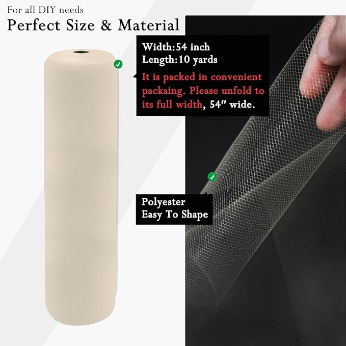 Ivory Tulle Fabric Rolls 54 Inch by 10 Yards Fabric Tulle Bolt - Image 2