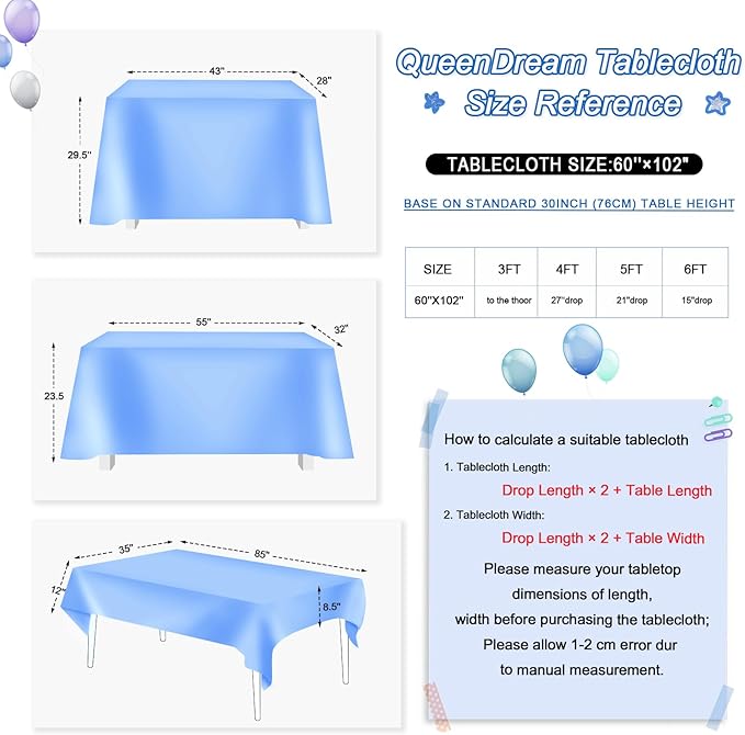 QueenDream Sequin Tablecloth Royal Blue Party Decorations: 60x102 Inch Glitter - Image 6