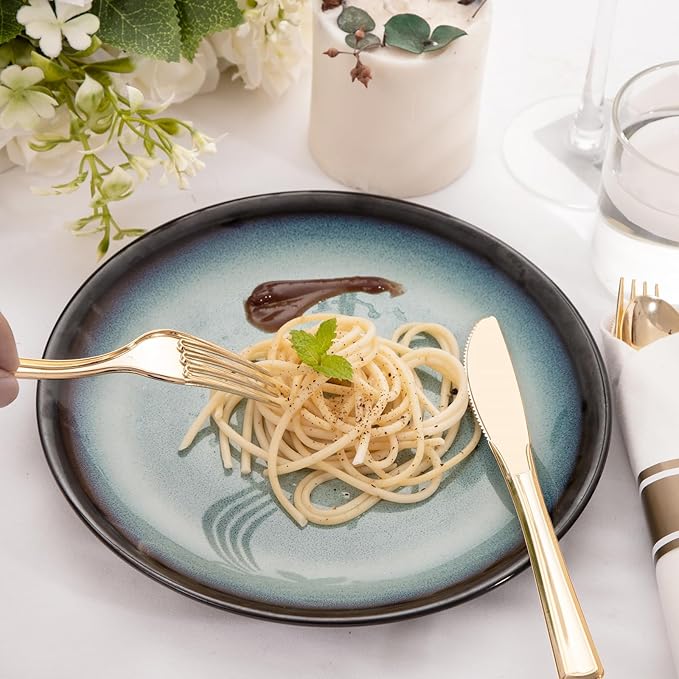 400PCS Pre Rolled Gold Plastic Silverware Sets - Image 9