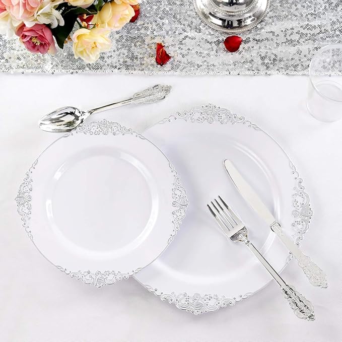 Liacere 150PCS Silver Plastic Plates - Image 6
