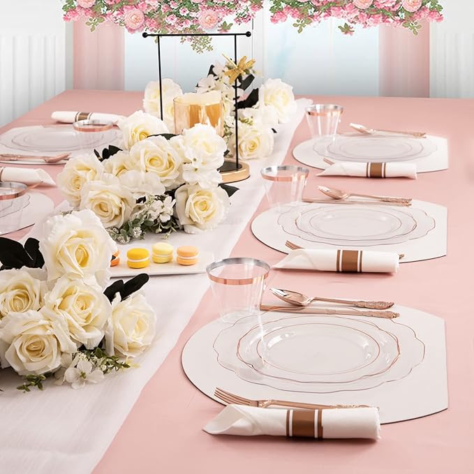 NOCCUR 350PCS Rose Gold Plastic Plates - Image 6