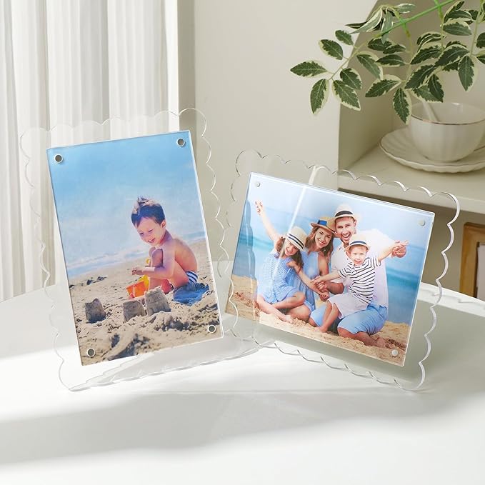 Cuspin 5x7 Acrylic Frames Set of 2 Scalloped Picture Frame - Image 8